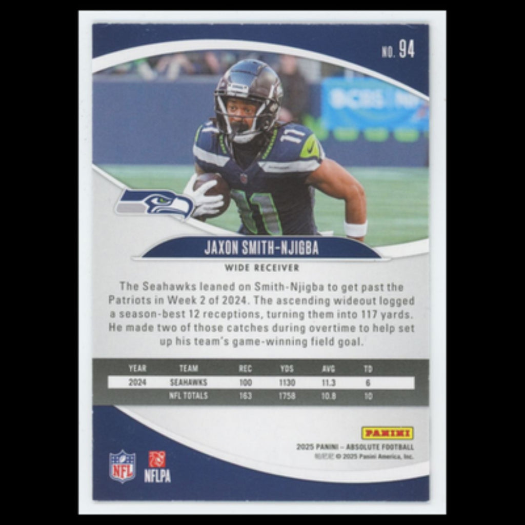 Jaxon Smith-Njigba #94 2025 Panini Absolute Blue Seattle Seahawks Football Card