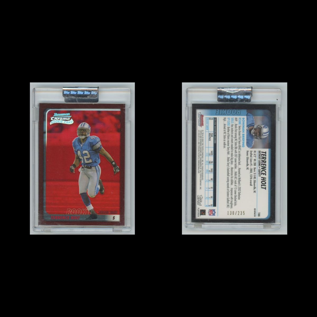 Terrence Holt Rookie /235 #166 2003 Bowman Chrome Refractor Detroit Lions Card