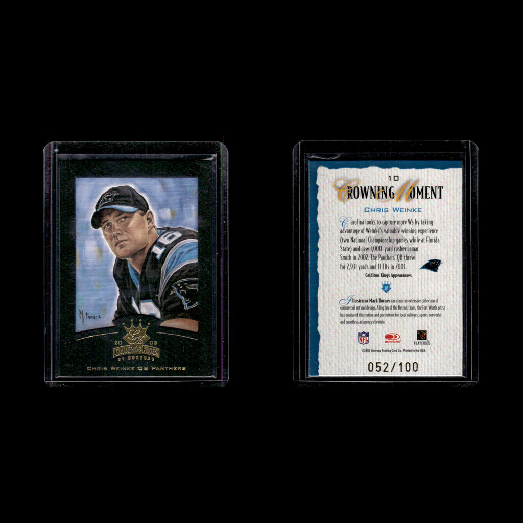 Chris Weinke /100 #10 2002 Donruss Gridiron Kings Gold Carolina Panthers Card NM