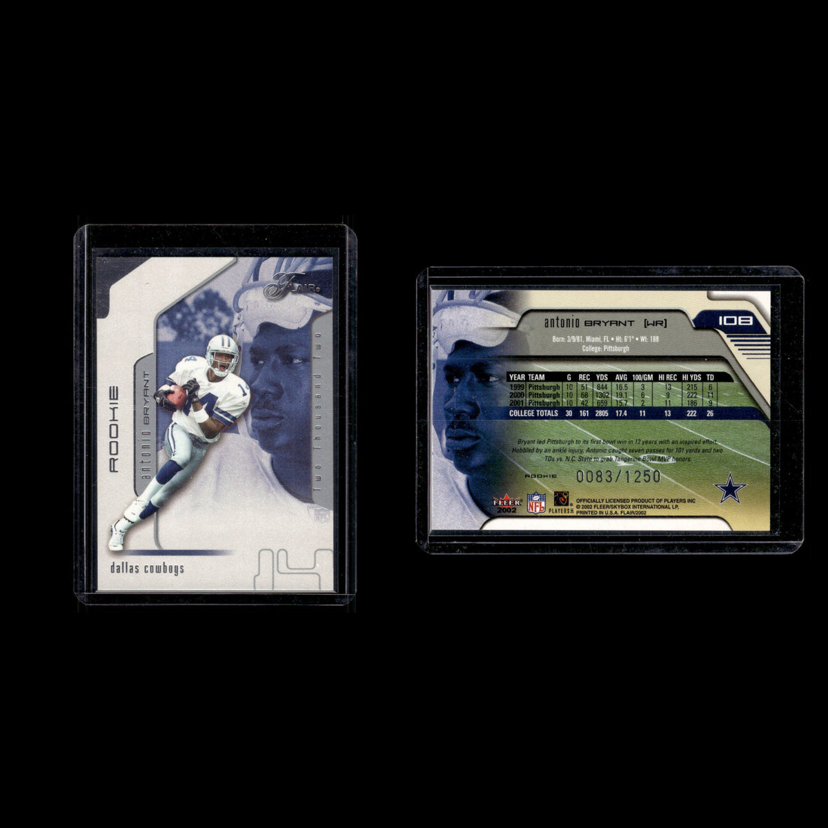 Antonio Bryant Rookie /1250 #108 2002 Flair Dallas Cowboys Football Card NFL NM
