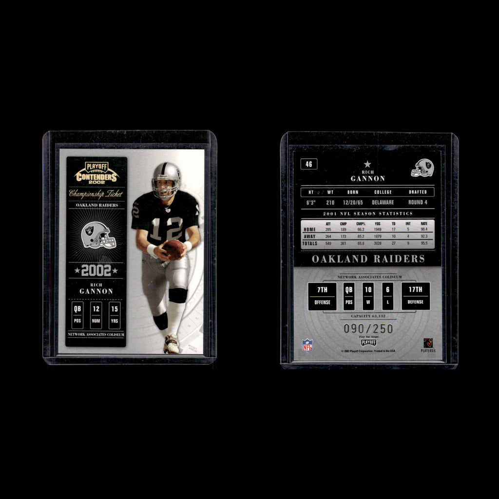 Rich Gannon /250 #46 2002 Playoff Contenders Championship Ticket Oakland Raiders