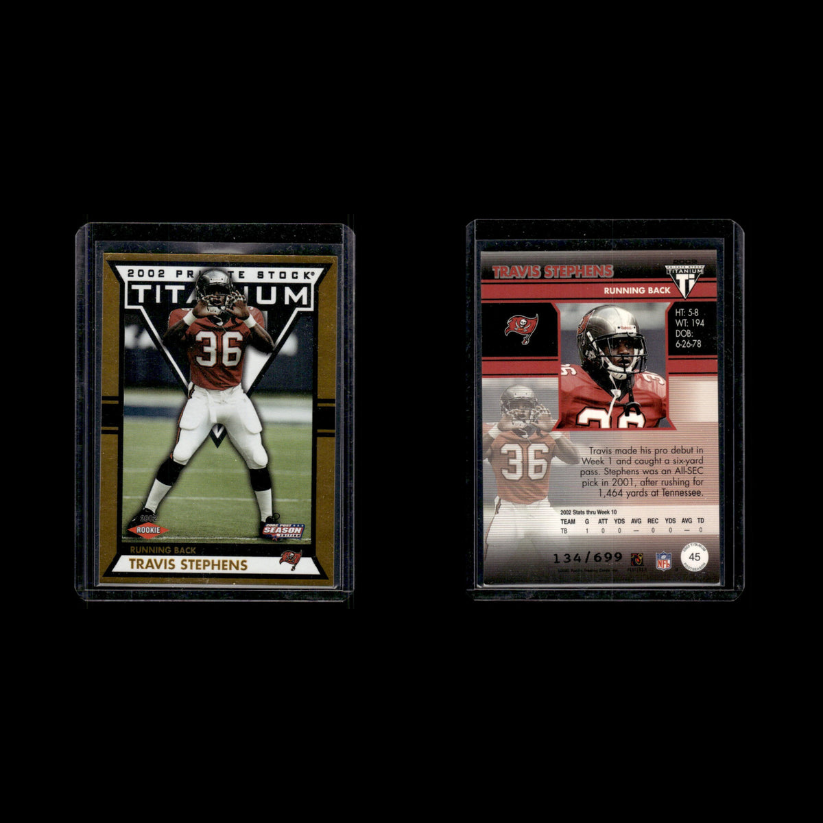 Travis Stephens Rookie /699 #45 2002 Titanium Postseason Private Stock Football