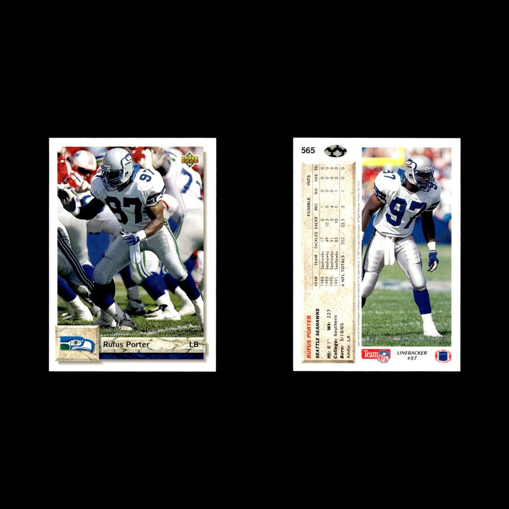 Rufus Porter #565 1992 Upper Deck Seattle Seahawks Football Card NFL NM
