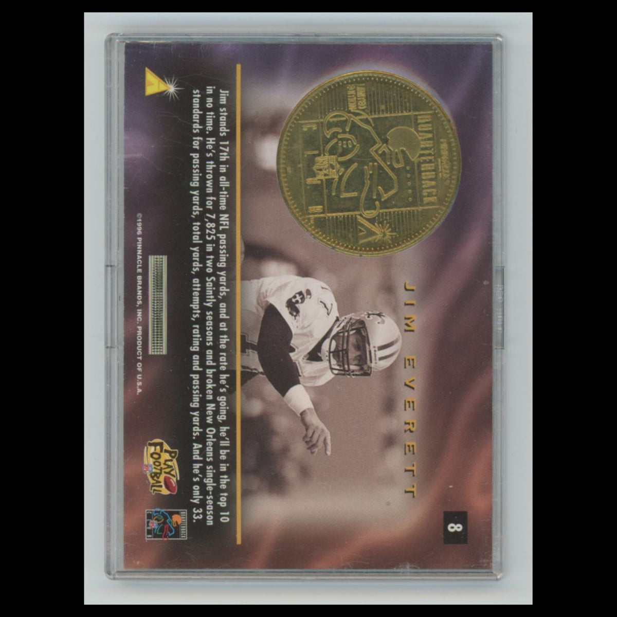 Jim Everett #8 1996 Pinnacle Mint New Orleans Saints Football Card NFL NM
