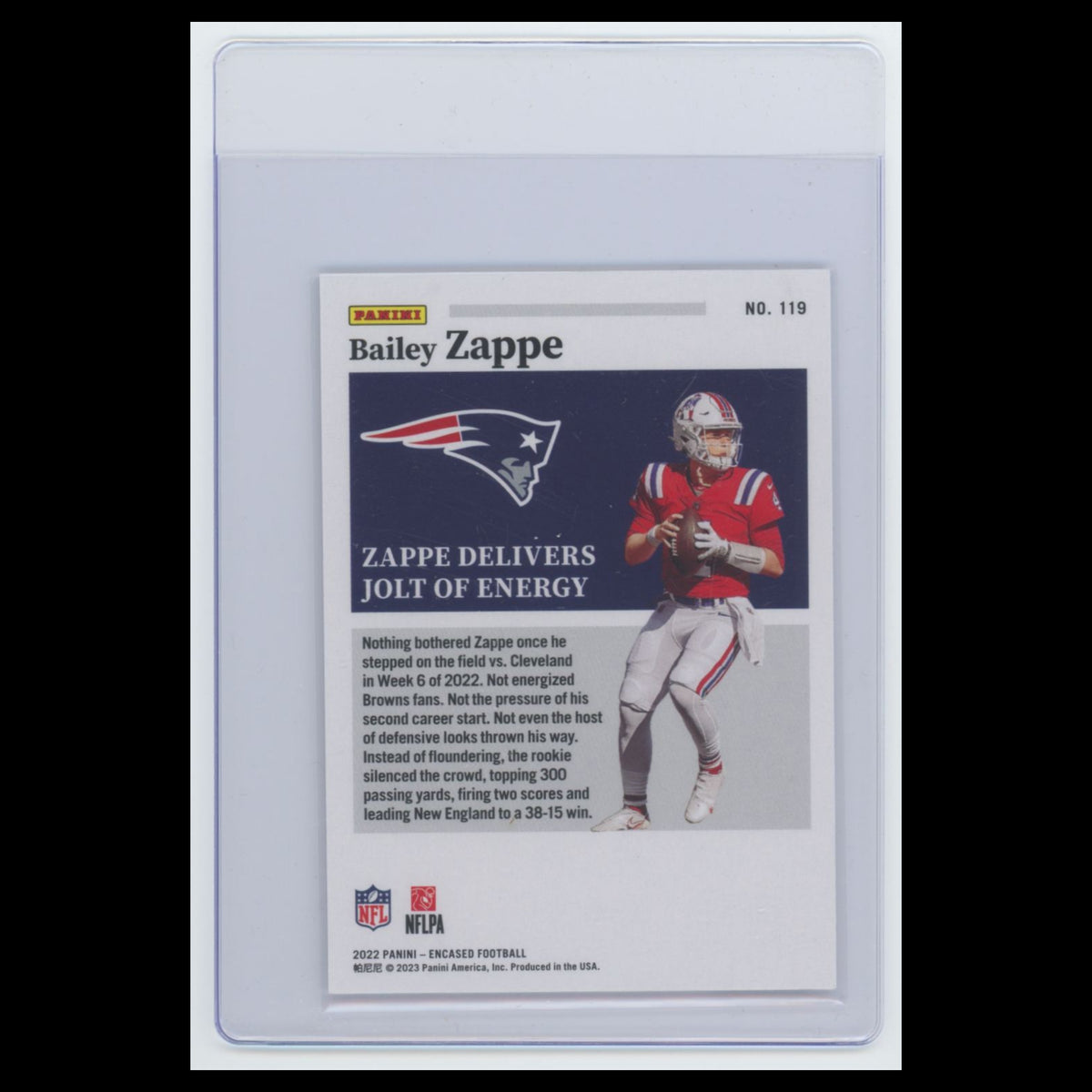 Bailey Zappe /10 #119 2022 Panini Encased Gold New England Patriots Football NFL