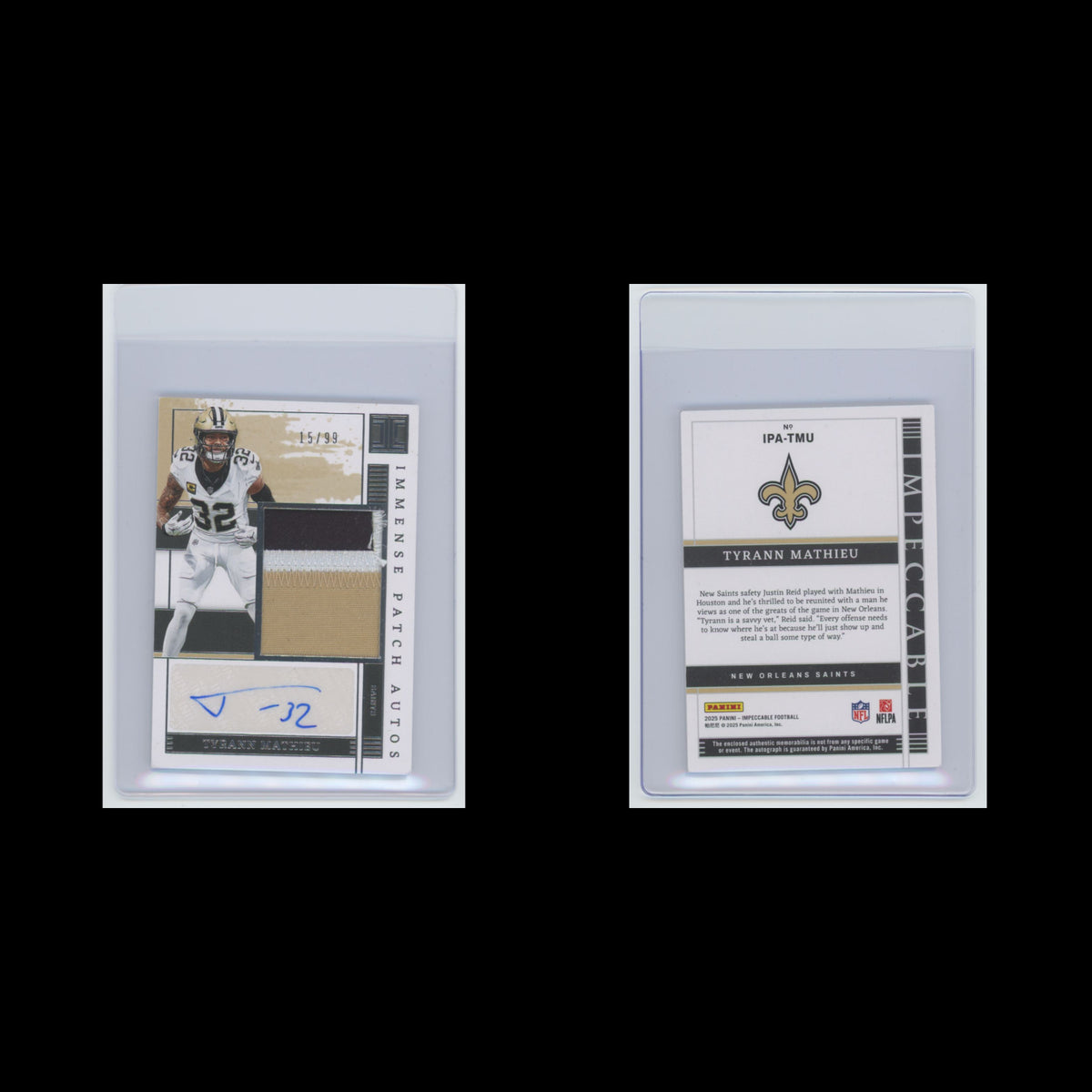 Tyrann Mathieu Auto /99 #IPA-TMU Autograph 2025 New Orleans Saints Football Card