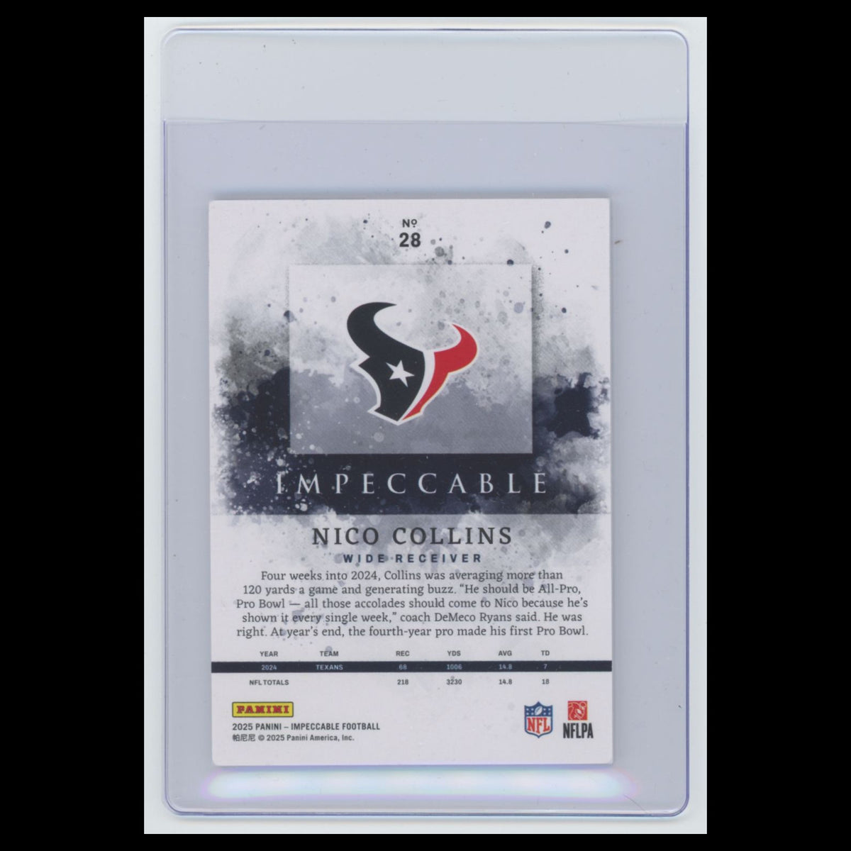 Nico Collins /60 #28 2025 Panini Impeccable Houston Texans Football Card NFL NM
