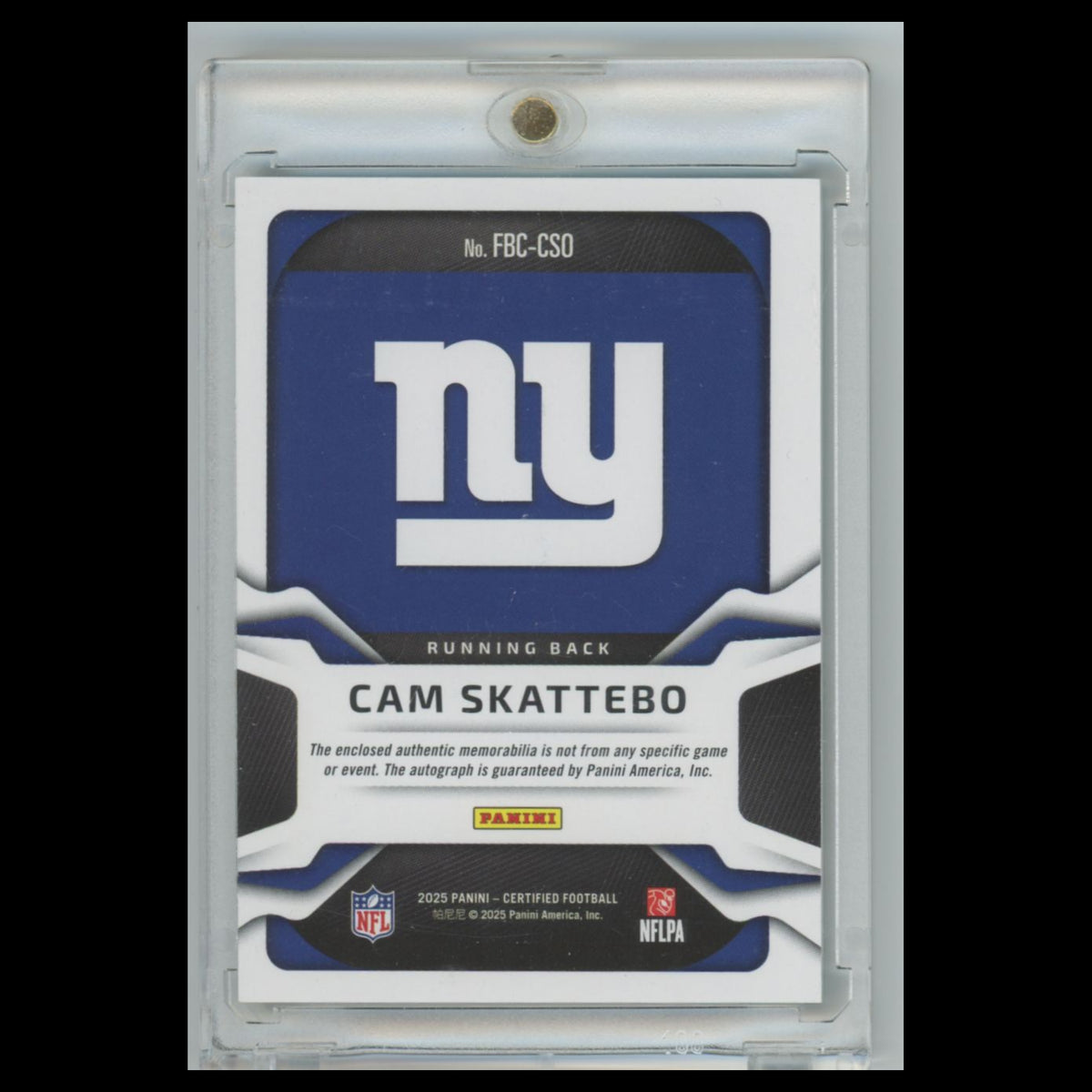 Cam Skattebo Rookie #FBC-CSD Autograph 2025 Panini Certified Freshman Certified