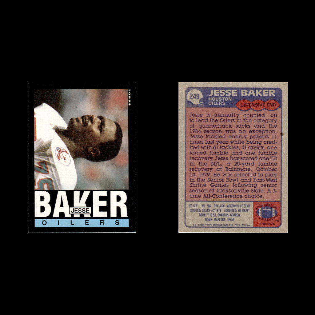 Jesse Baker #249 1985 Topps Houston Oilers Football Card NFL NM