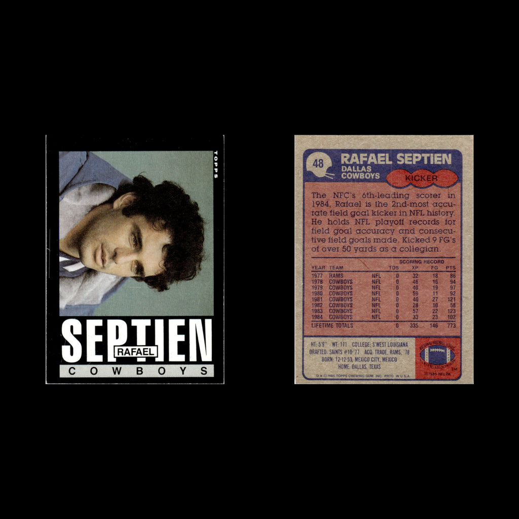 Rafael Septien #48 1985 Topps Dallas Cowboys Football Card NFL NM