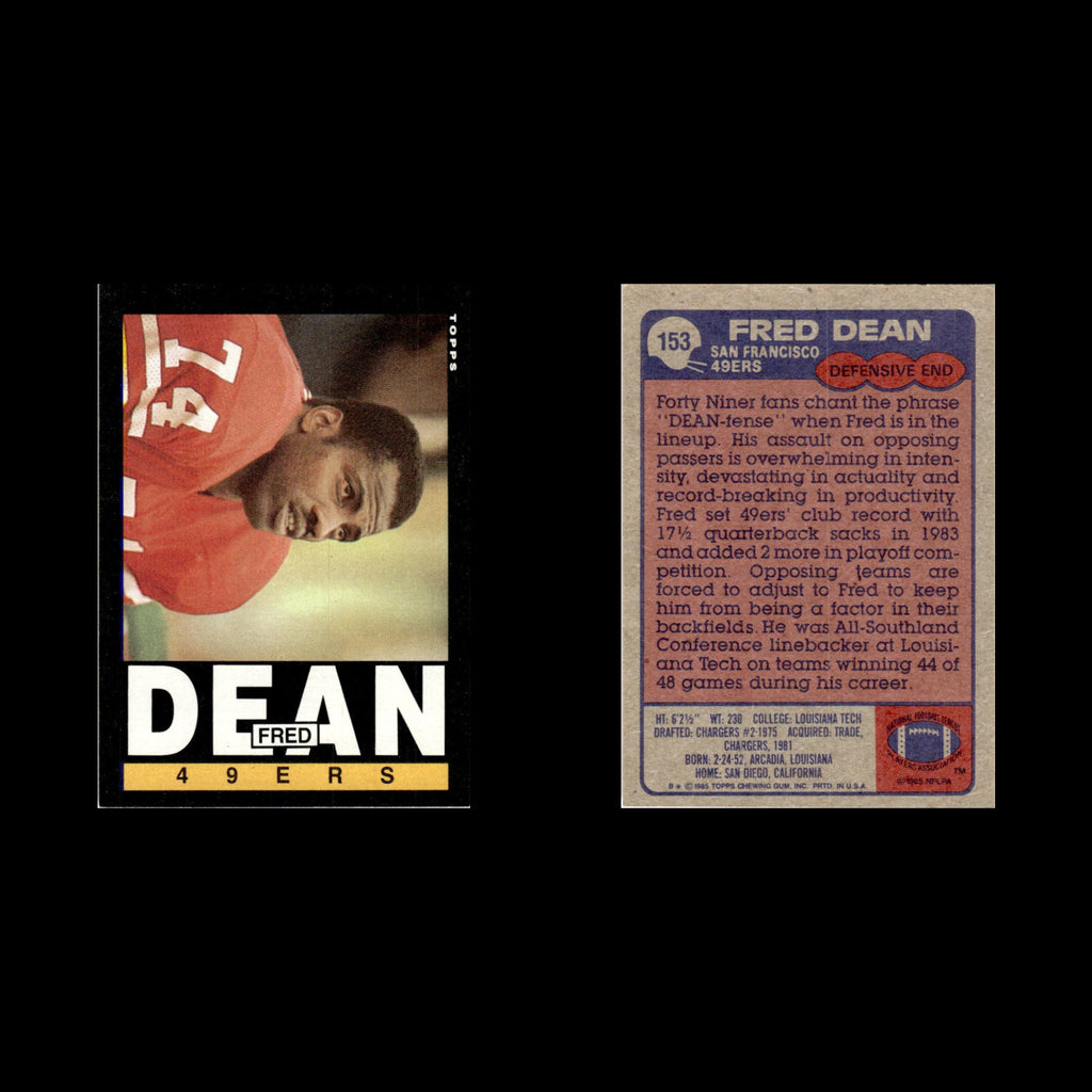 Fred Dean #153 1985 Topps San Francisco 49ers Football Card NFL NM