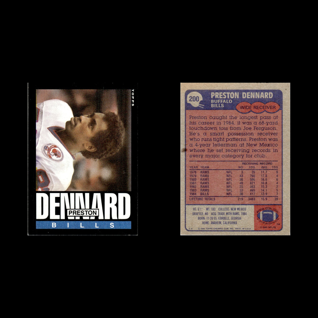 Preston Dennard #200 1985 Topps Buffalo Bills Football Card NFL NM