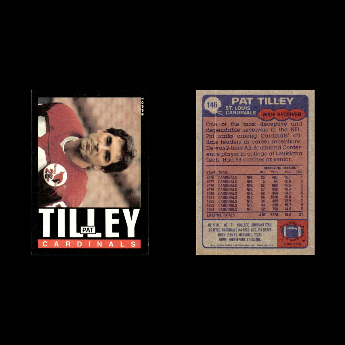Pat Tilley #146 1985 Topps St. Louis Cardinals Football Card NFL NM