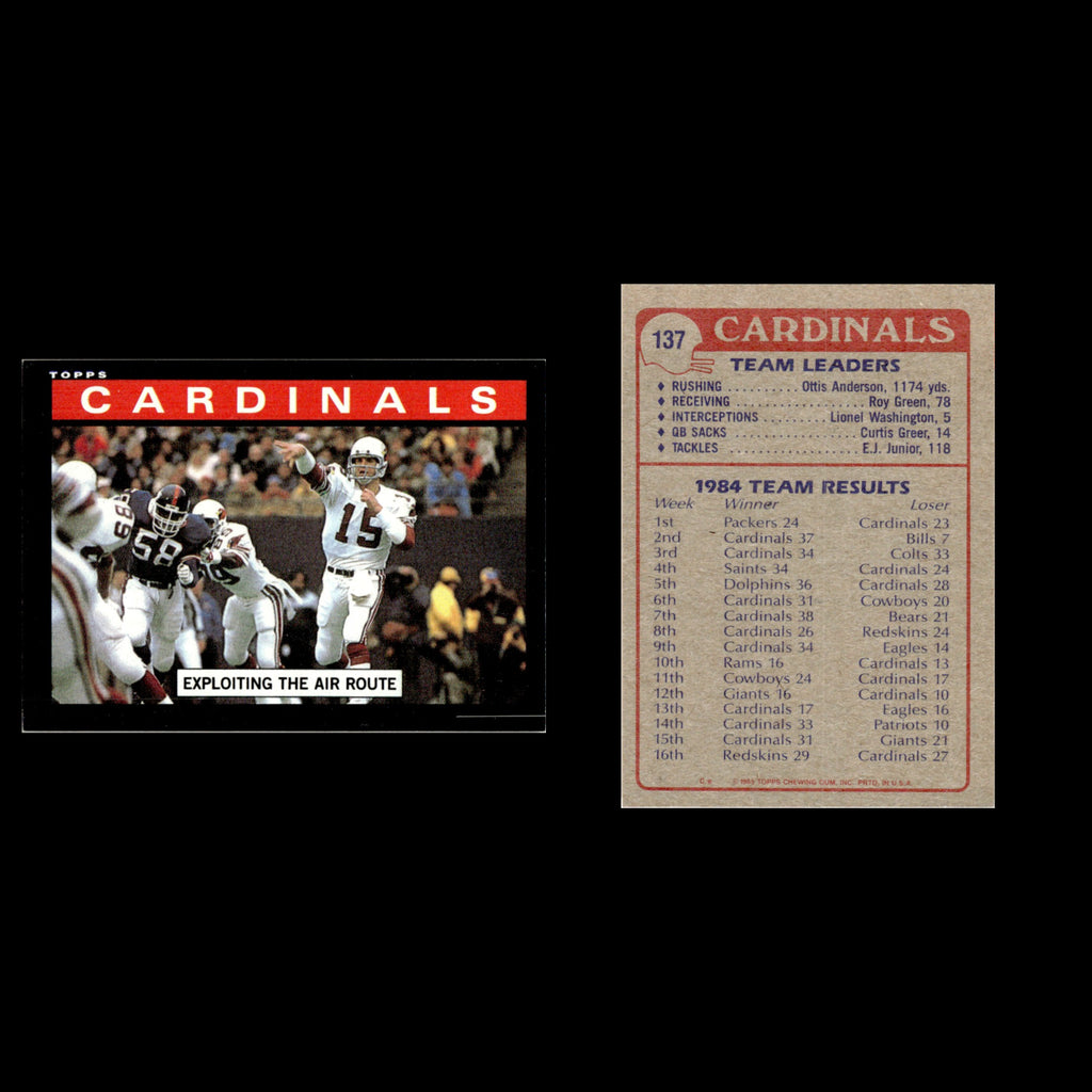 Cardinals Team Leaders #137 1985 Topps St. Louis Cardinals Football Card NFL NM
