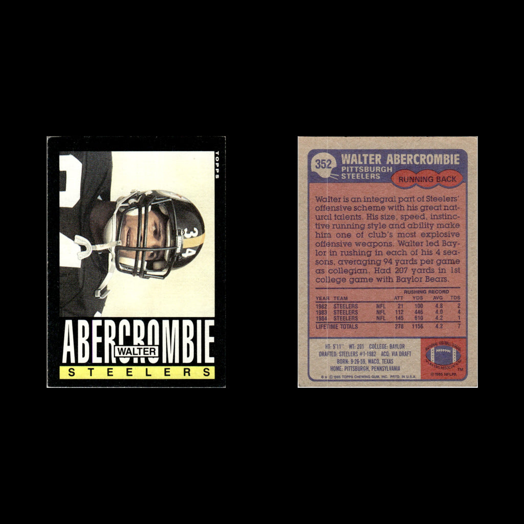 Walter Abercrombie #352 1985 Topps Pittsburgh Steelers Football Card NFL NM