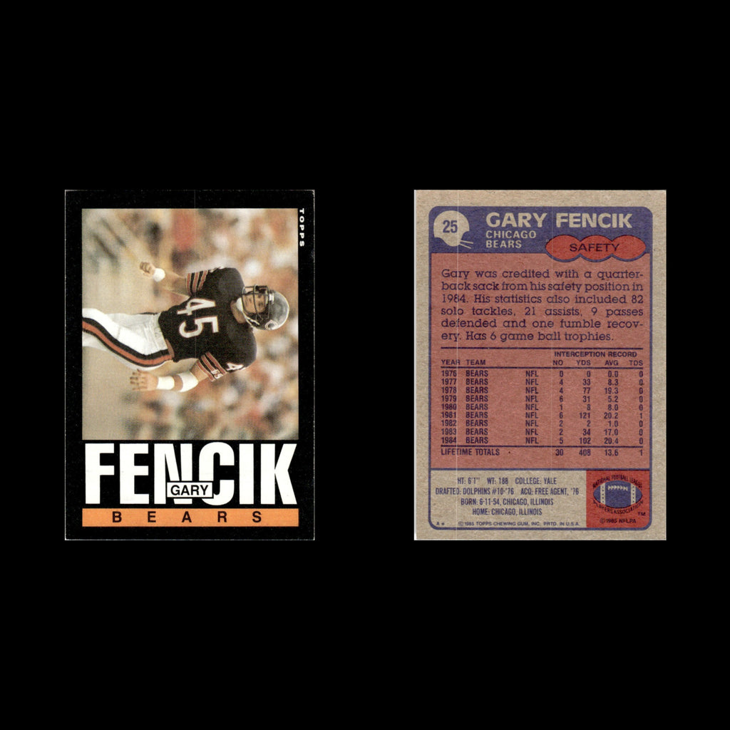 Gary Fencik #25 1985 Topps Chicago Bears Football Card NFL NM