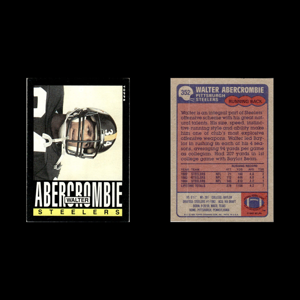 Walter Abercrombie #352 1985 Topps Pittsburgh Steelers Football Card NFL NM
