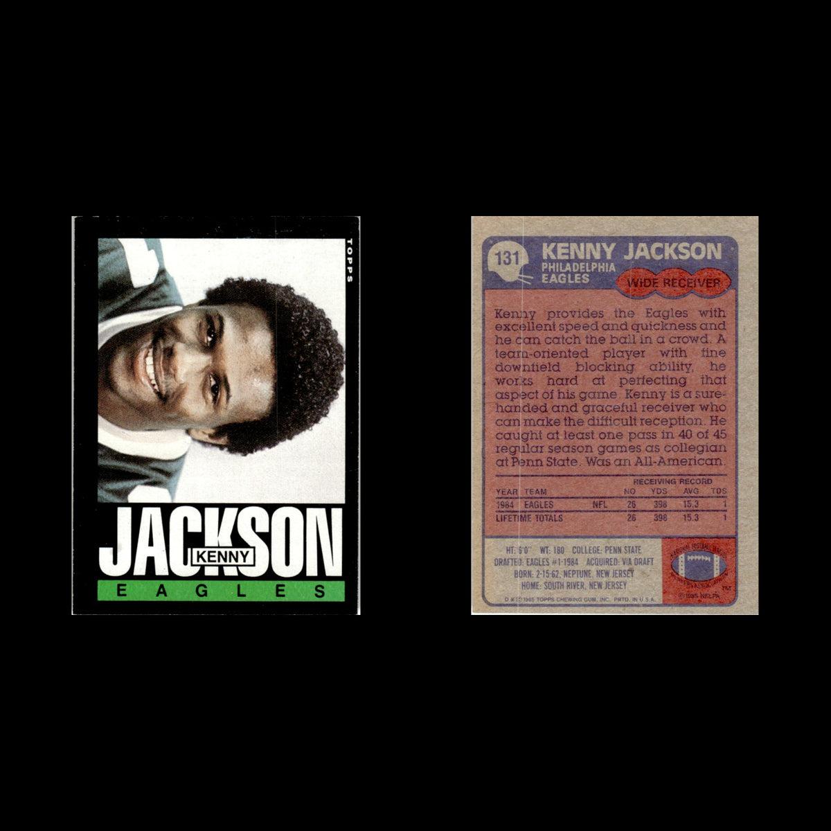 Kenny Jackson #131 1985 Topps Philadelphia Eagles Football Card NFL NM