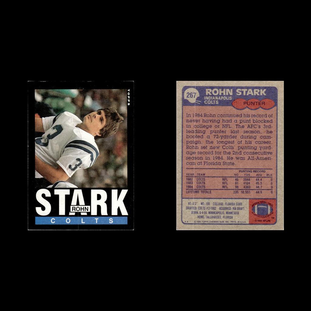 Rohn Stark #267 1985 Topps Indianapolis Colts Football Card NFL NM
