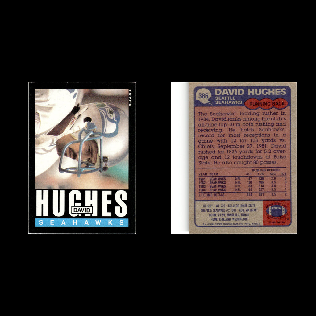 David Hughes #386 1985 Topps Seattle Seahawks Football Card NFL NM
