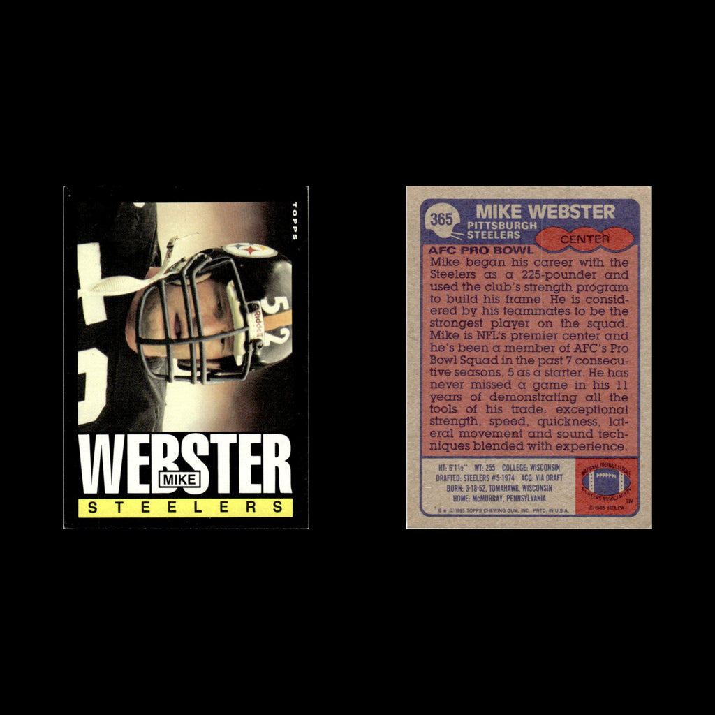 Mike Webster #365 1985 Topps Pittsburgh Steelers Football Card NFL NM