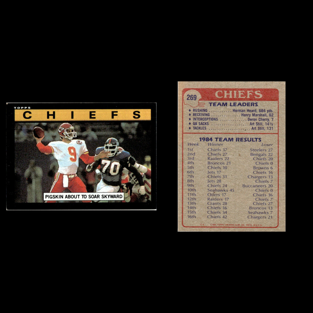 Chiefs Team Leaders #269 1985 Topps Kansas City Chiefs Football Card NFL NM