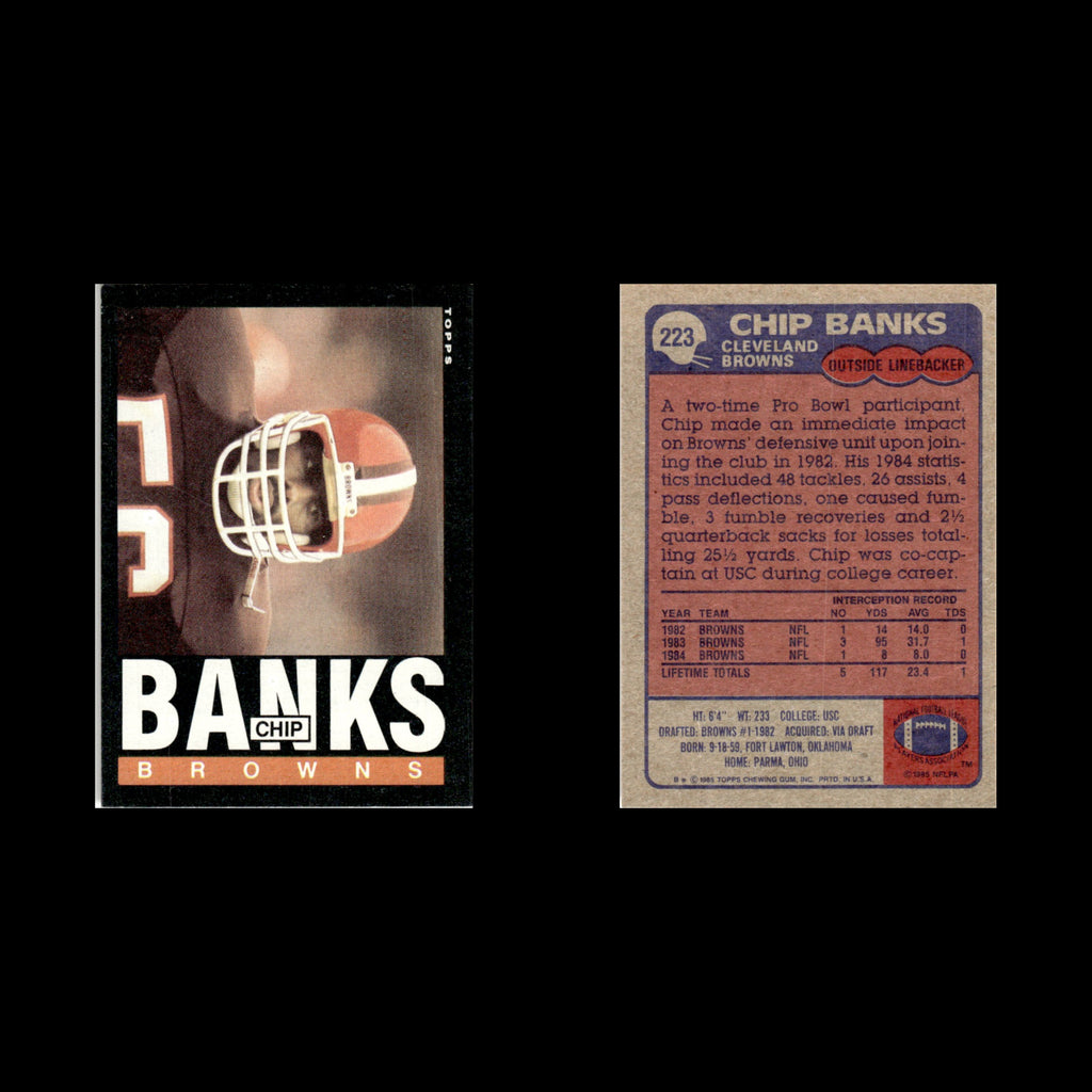 Chip Banks #223 1985 Topps Cleveland Browns Football Card NFL NM