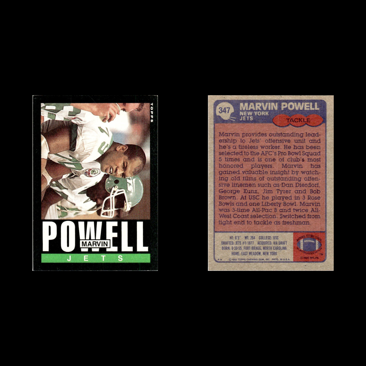 Marvin Powell #347 1985 Topps New York Jets Football Card NFL NM