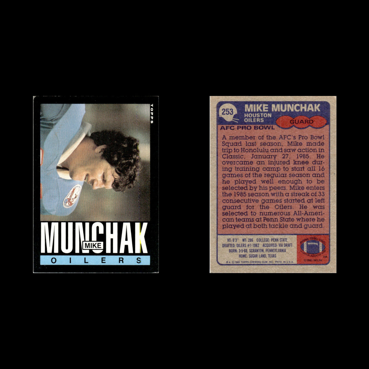 Mike Munchak #253 1985 Topps Houston Oilers Football Card NFL NM