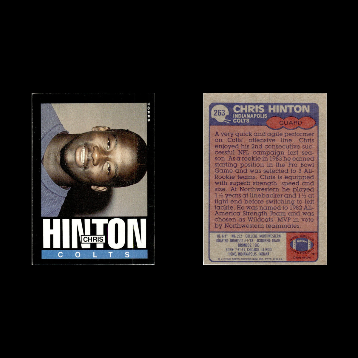 Chris Hinton #263 1985 Topps Indianapolis Colts Football Card NFL NM