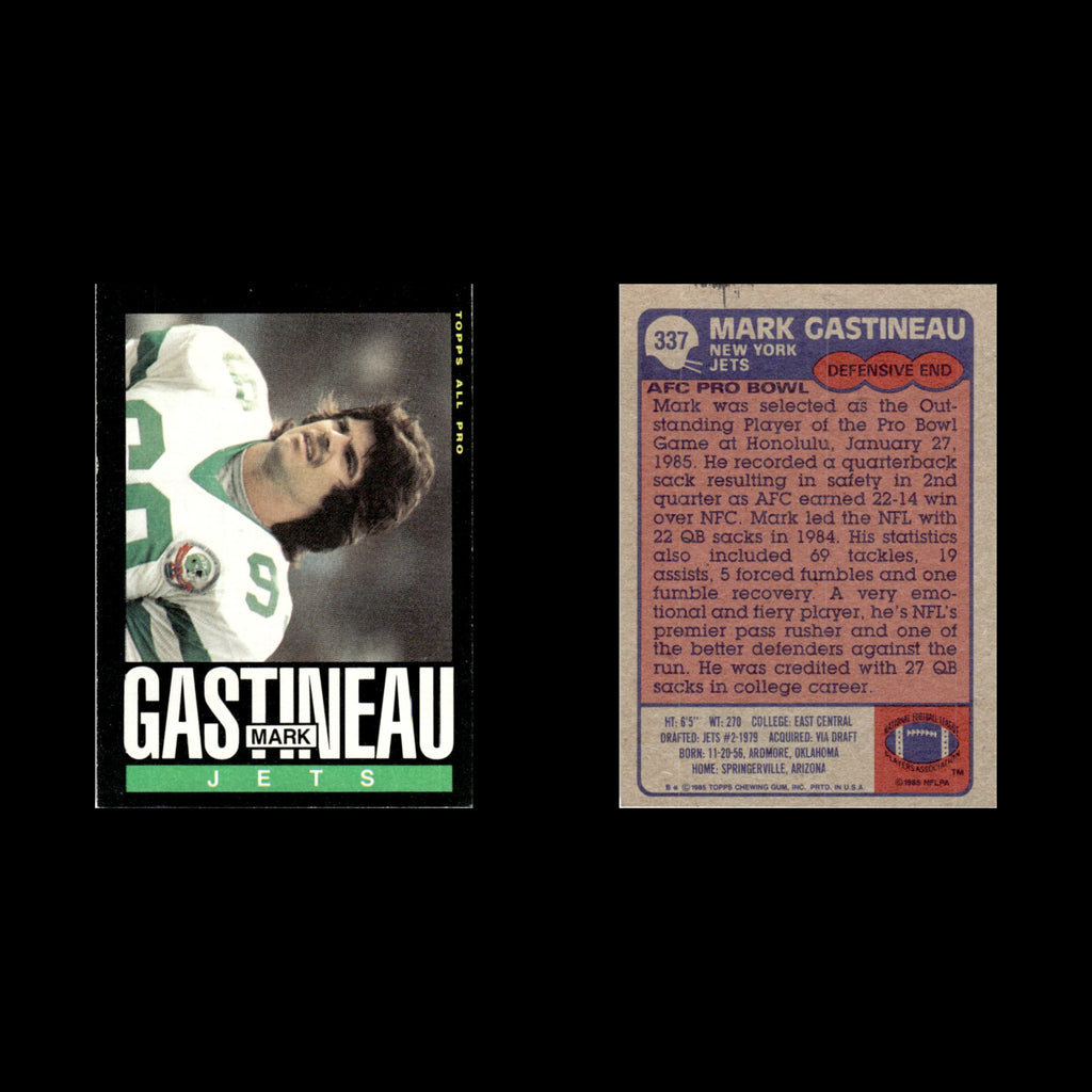 Mark Gastineau #337 1985 Topps New York Jets Football Card NFL NM