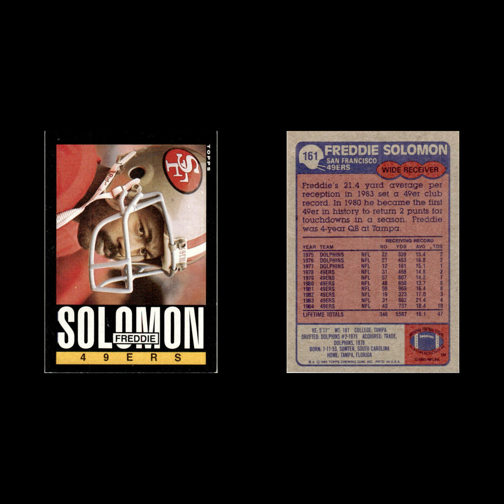 Freddie Solomon #161 1985 Topps San Francisco 49ers Football Card NFL NM
