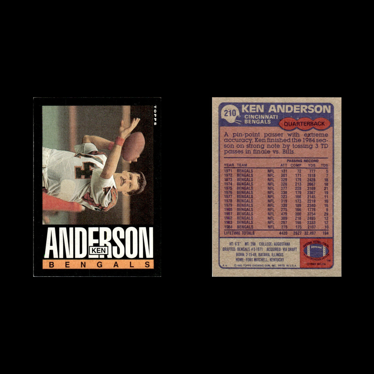 Ken Anderson #210 1985 Topps Cincinnati Bengals Football Card NFL NM