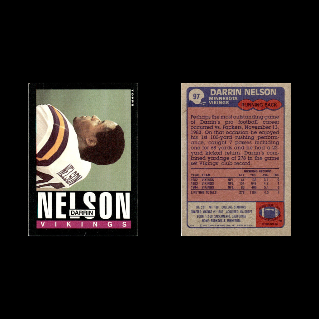 Darrin Nelson #97 1985 Topps Minnesota Vikings Football Card NFL NM