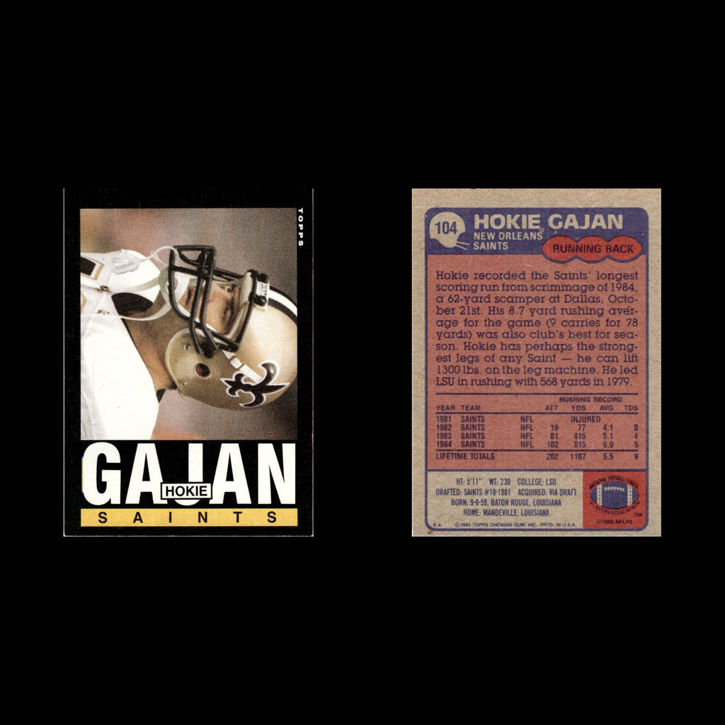 Hokie Gajan #104 1985 Topps New Orleans Saints Football Card NFL NM
