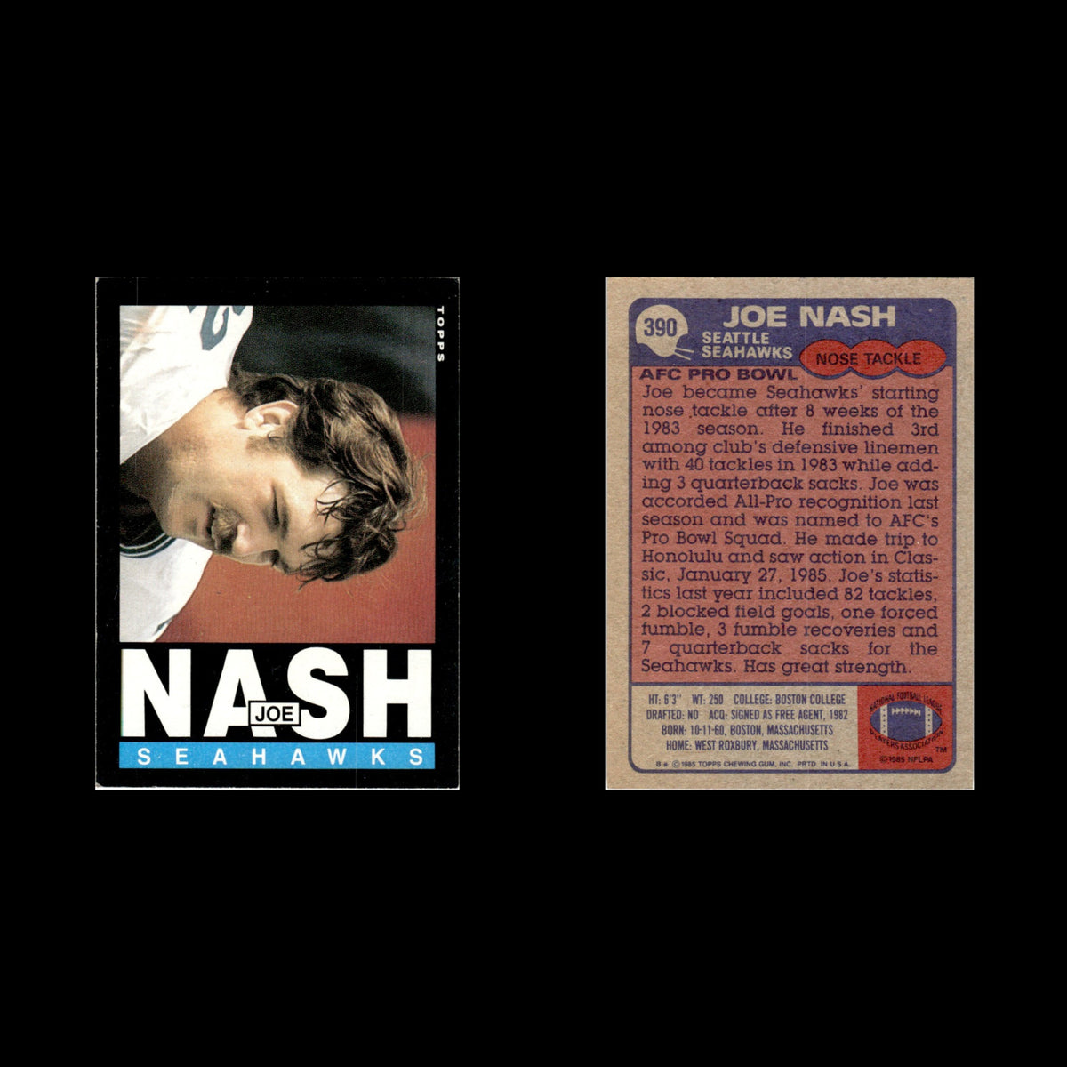 Joe Nash #390 1985 Topps Seattle Seahawks Football Card NFL NM