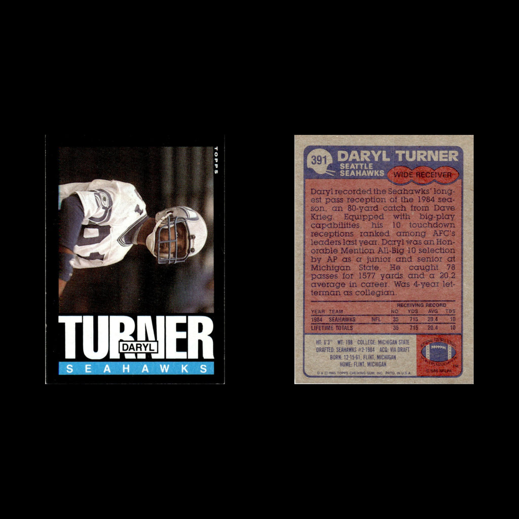 Daryl Turner #391 1985 Topps Seattle Seahawks Football Card NFL NM
