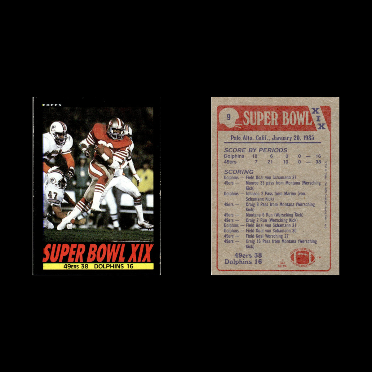 Super Bowl XIX #9 1985 Topps San Francisco 49ers/Miami Dolphins Football Card NM