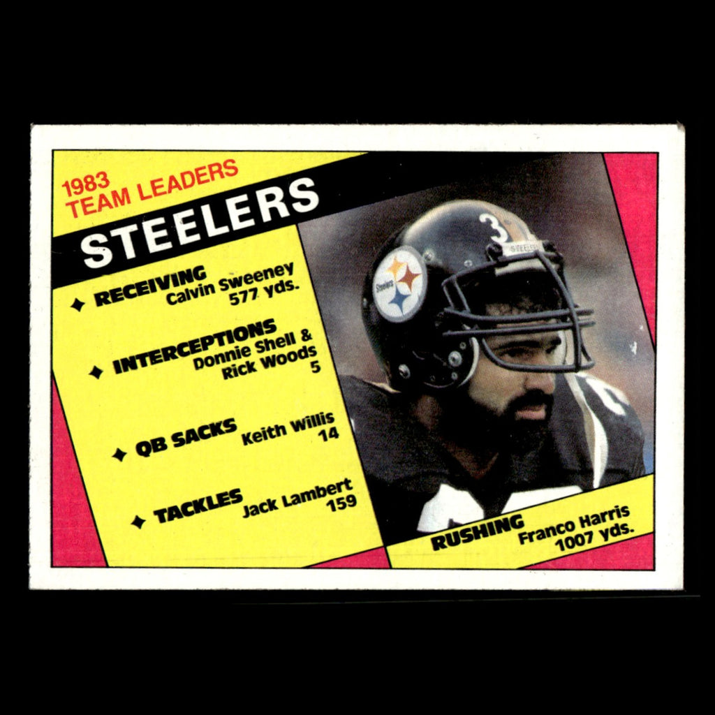 Franco Harris Steelers Team Leaders #159 1984 Topps Pittsburgh Steelers Football