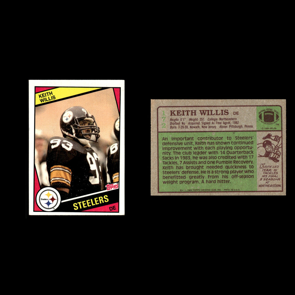 Keith Willis #172 1984 Topps Pittsburgh Steelers Football Card NFL EX