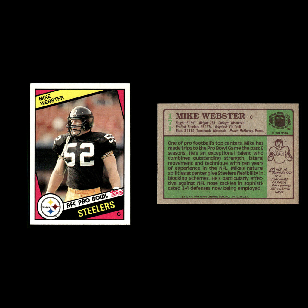 Mike Webster #171 1984 Topps Pittsburgh Steelers Football Card NFL EX