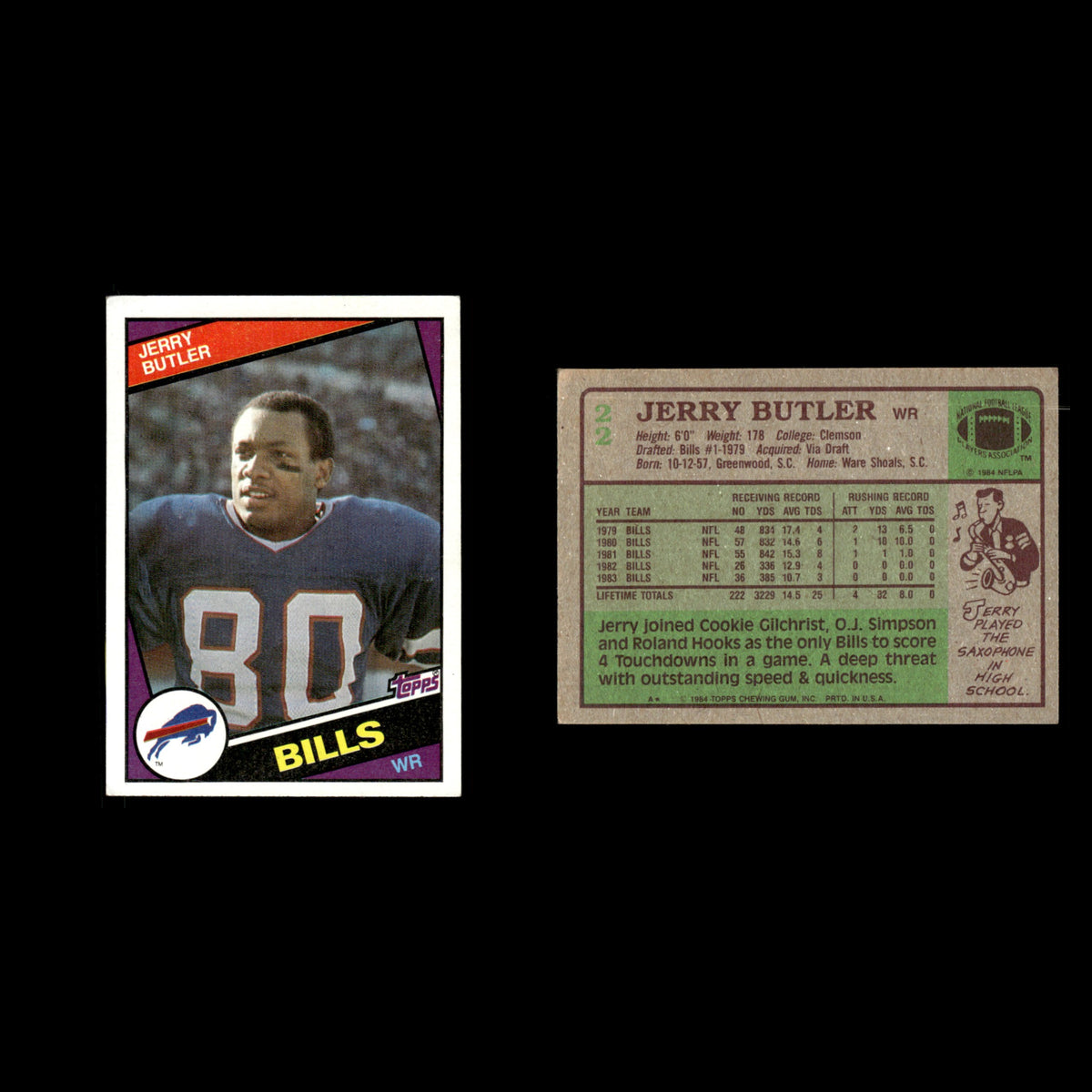 Jerry Butler #22 1984 Topps Buffalo Bills Football Card NFL EX