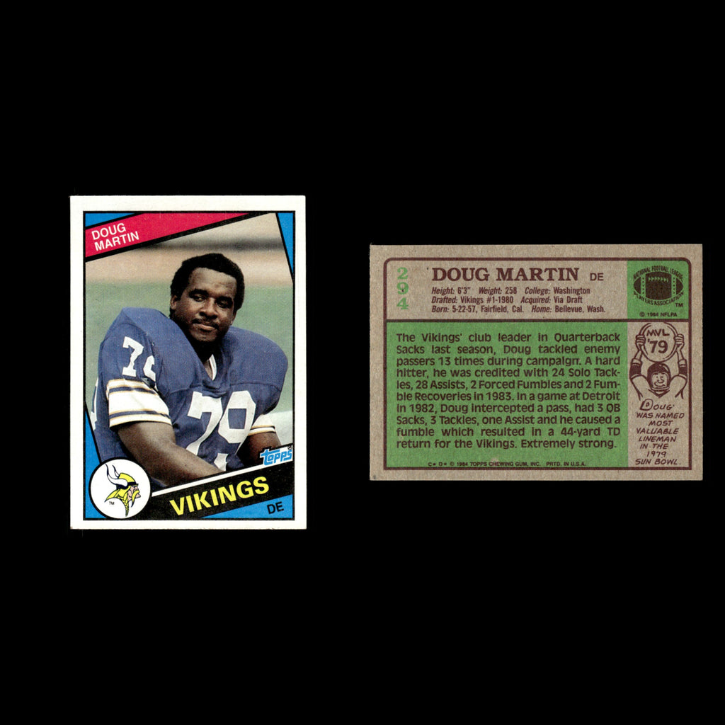 Doug Martin #294 1984 Topps Minnesota Vikings Football Card NFL EX