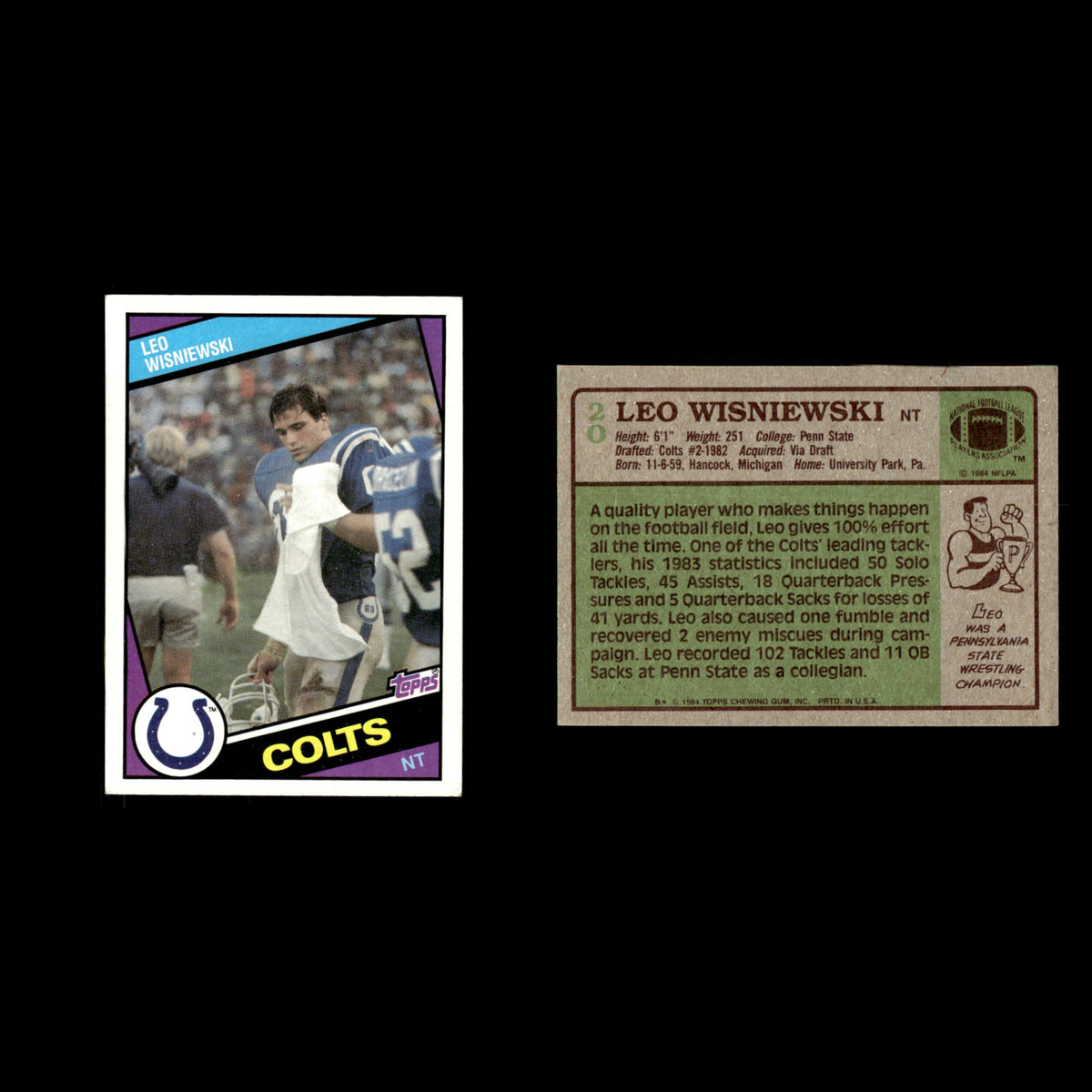 Leo Wisniewski #20 1984 Topps Indianapolis Colts Football Card NFL EX