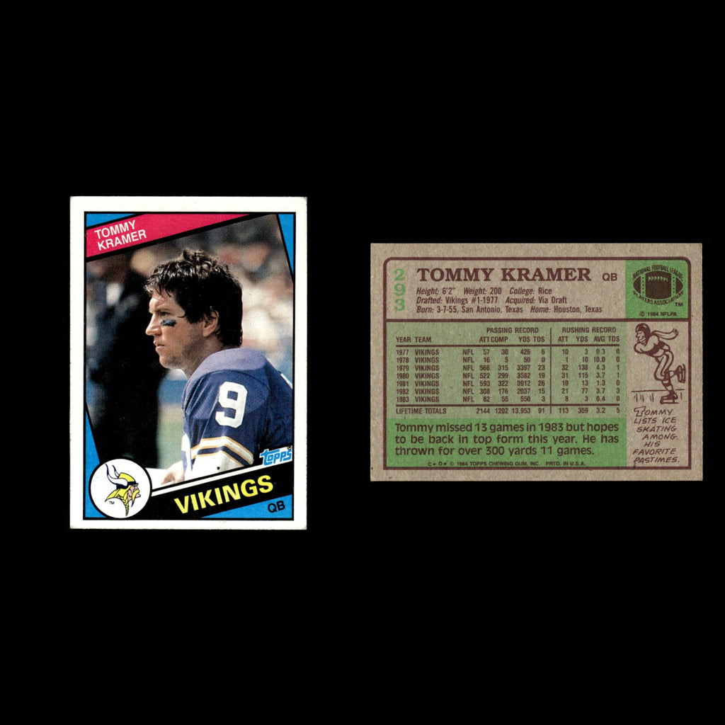 Tommy Kramer #293 1984 Topps Minnesota Vikings Football Card NFL EX