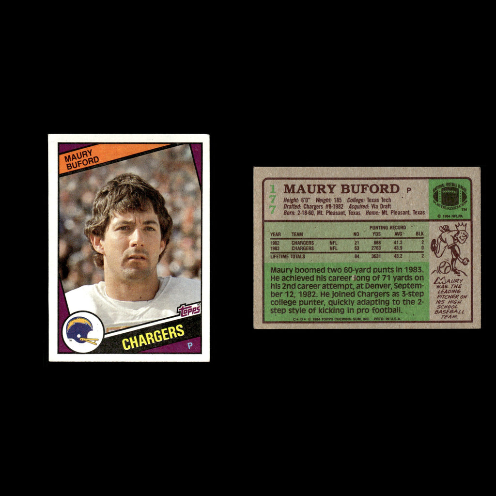 Maury Buford #177 1984 Topps Los Angeles Chargers Football Card NFL EX