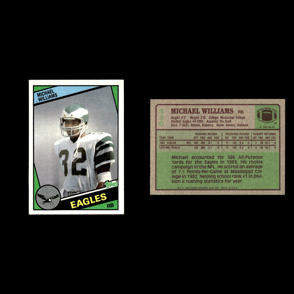 Michael Williams #336 1984 Topps Philadelphia Eagles Football Card NFL EX