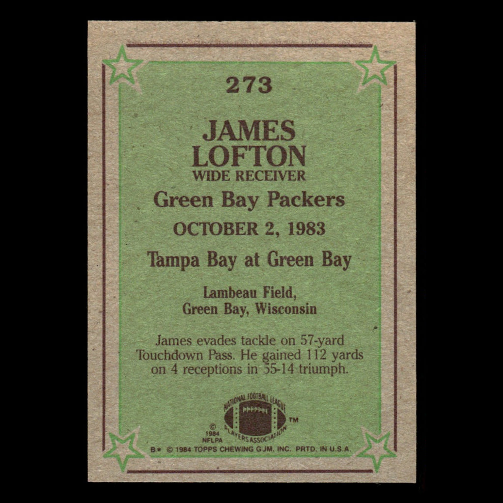 James Lofton #273 1984 Topps Green Bay Packers Football Card NFL EX