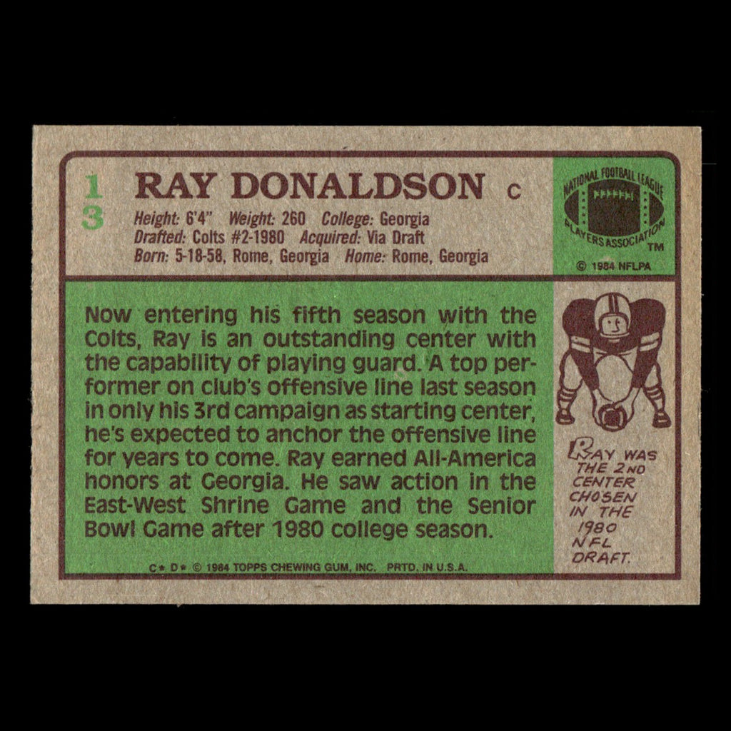 Ray Donaldson #13 1984 Topps Indianapolis Colts Football Card NFL EX