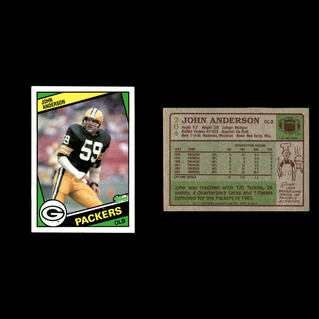 John Anderson #264 1984 Topps Green Bay Packers Football Card NFL EX